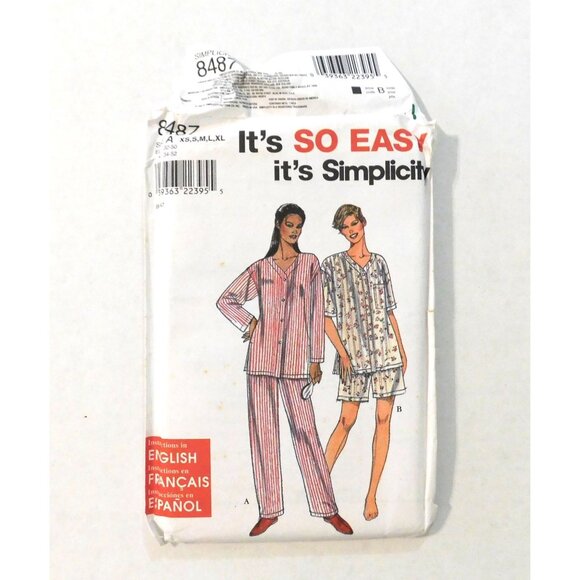 Simplicity Other - Simplicity 8487 Pajamas XS-XL Tops Pants Shorts Sewing Pattern Uncut